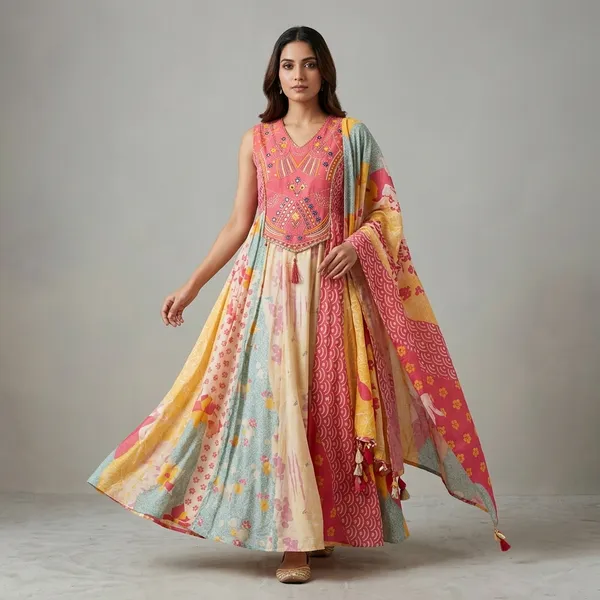 Pink_Embroidered_Sleeveless_Anarkali_Suit_With_Printed_Dupatta_For_Women
