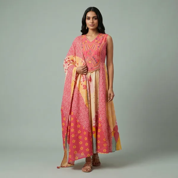Pink_Embroidered_Sleeveless_Anarkali_Suit_With_Printed_Dupatta_For_Women
