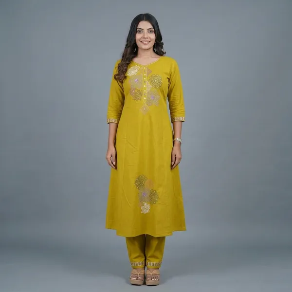 Mustard_Yellow_Embroidered_Kurta_Set_For_Women