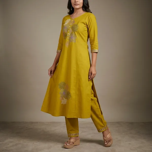 Mustard_Yellow_Embroidered_Kurta_Set_For_Women