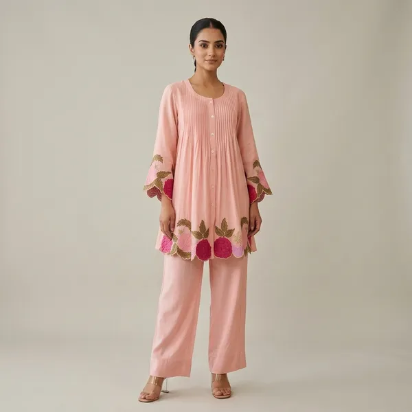 Pink_Embroidered_Floral_Tunic_And_Palazzo_Set_For_Women