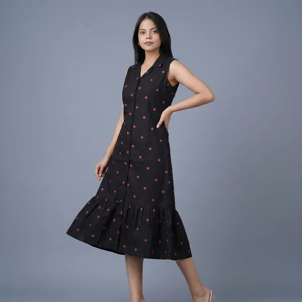Black_Polka_Dot_Sleeveless_Midi_Dress_For_Women
