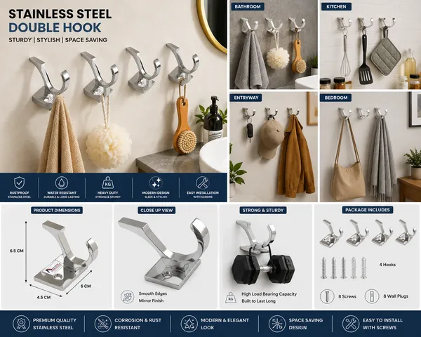 Aluminium_Modern_Silver_2-Pin_Wall_Mounted_Double_Cloth_Hook_Pack_Of_4