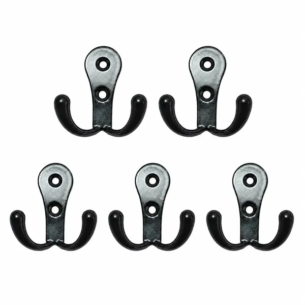 Stainless_Steel_Wall_Mounted_Dual_Prong_Cloth_Hook_Rail_Pack_Of_5