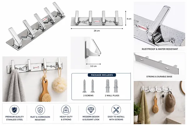 Stainless_Steel_Silver_5-Pin_Wall_Mounted_Cloth_Hook_Rail_Pack_Of_4