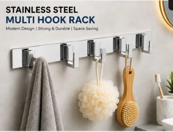 Plastic_Wall-Mounted_6-Pin_Cloth_Hook_Rail_Silver_Pack_Of_2