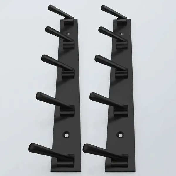 Stainless_Steel_Black_5-Pin_Cloth_Hook_Rail_Pack_Of_2
