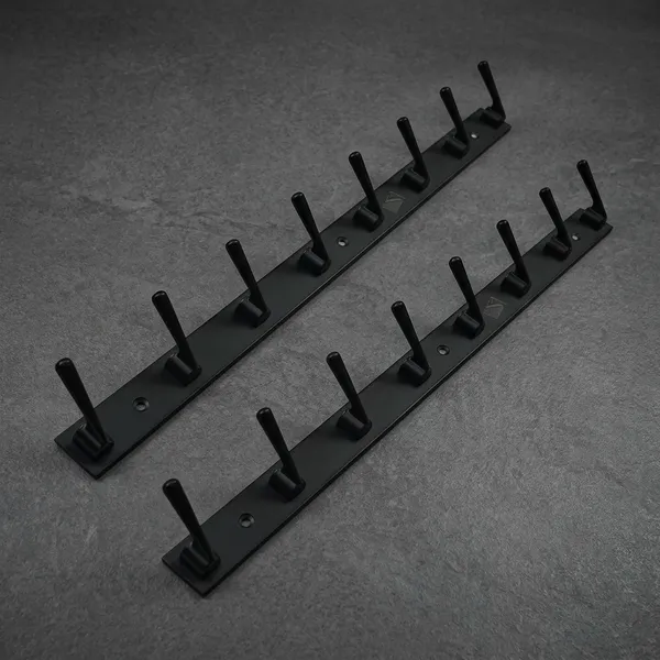 Stainless_Steel_Black_8-Pin_Wall_Mounted_Cloth_Hook_Rail_Pack_Of_2