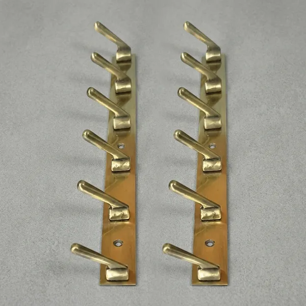 Stainless_Steel_Antique_Brass_6-Pin_Wall_Mounted_Cloth_Hook_Rail_Pack_Of_2
