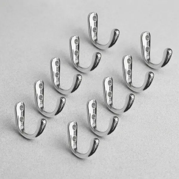 Steel_Wall-Mounted_Single-Pin_Cloth_Hook_Silver_Pack_Of_10