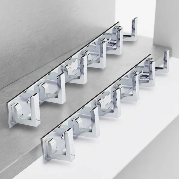 Plastic_Wall-Mounted_6-Pin_Cloth_Hook_Rail_Silver_Pack_Of_2