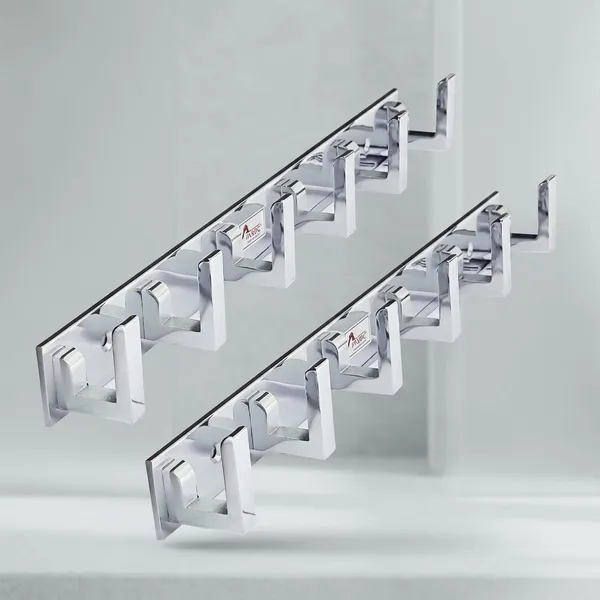 Plastic_Wall-Mounted_6-Pin_Cloth_Hook_Rail_Silver_Pack_Of_2