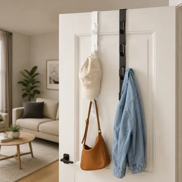 PROMIXO_4_Hook_Over_Door_Hanger_Rack_–_Metal_Door_Hook_for_Clothes,_Towels,_Bags,_Coats_&_Accessories_|_No_Drill_Organizer
