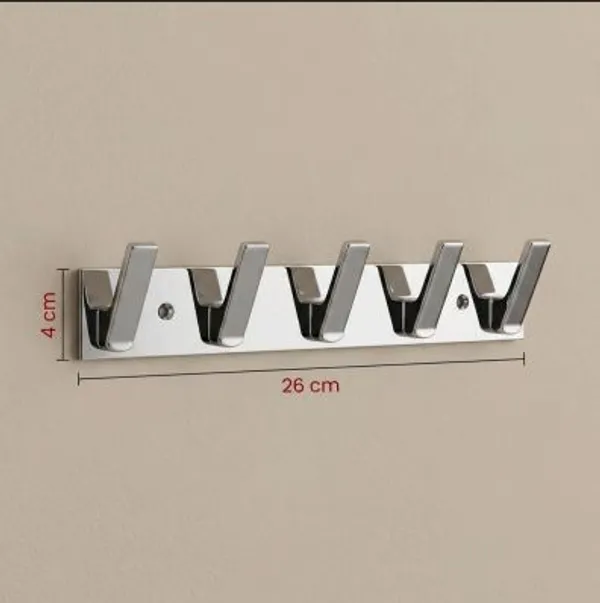Stainless_Steel_Silver_5-Pin_Wall_Mounted_Cloth_Hook_Rail_Pack_Of_2