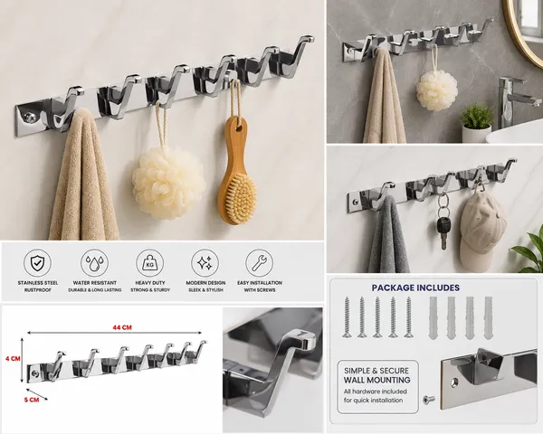 Stainless_Steel_Wall_Mounted_8-Pin_Cloth_Hook_Rail_Pack_Of_2