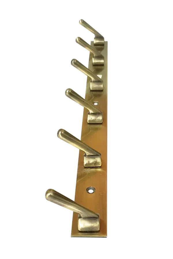 Stainless_Steel_Antique_Brass_6-Pin_Wall_Mounted_Cloth_Hook_Rail_Pack_Of_2
