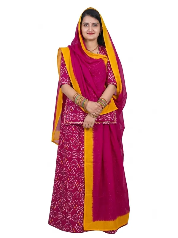 Authentic_Hand-Bandhej_Rajasthani_Rajputi_Poshak_–_Magenta_&_Yellow_Contrast
