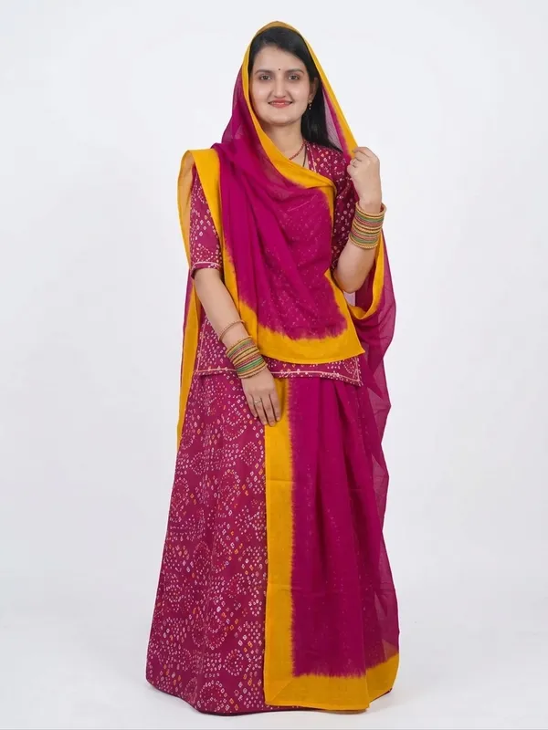 Authentic_Hand-Bandhej_Rajasthani_Rajputi_Poshak_–_Magenta_&_Yellow_Contrast