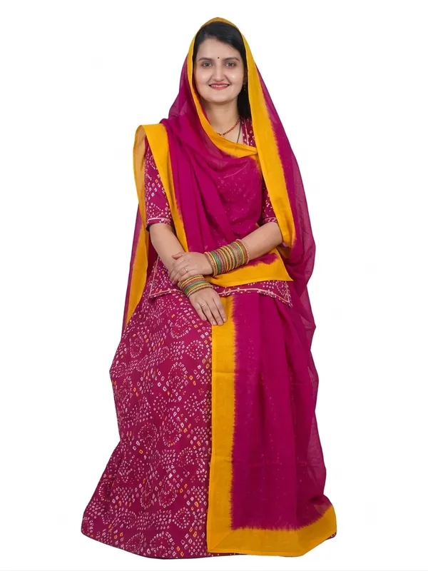 Authentic_Hand-Bandhej_Rajasthani_Rajputi_Poshak_–_Magenta_&_Yellow_Contrast