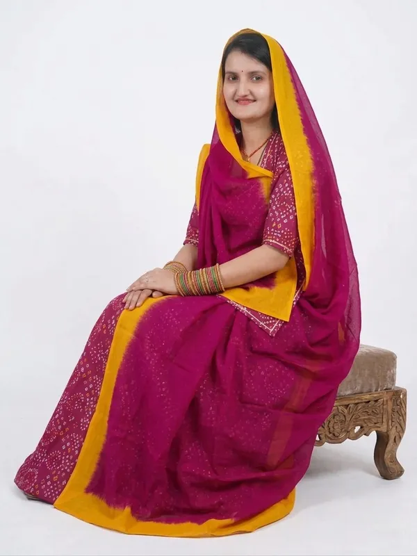 Authentic_Hand-Bandhej_Rajasthani_Rajputi_Poshak_–_Magenta_&_Yellow_Contrast