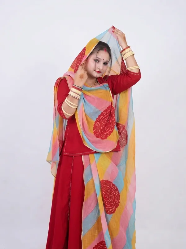 KIAE_Handcrafted_Rajasthani_Rajputi_Cotton_Suit_Set_with_Traditional_Bandhej_Odhani