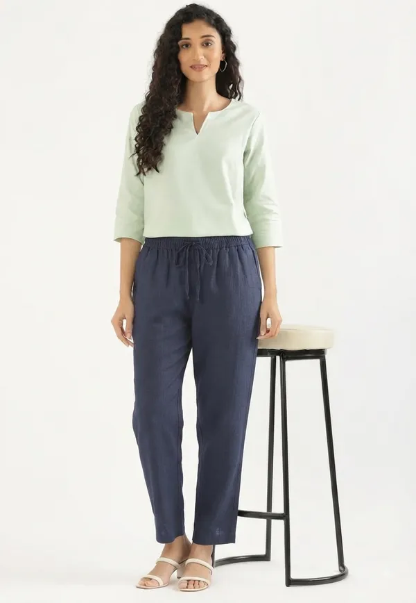 KIAE_Premium_Cotton-Linen_Relaxed_Trousers_–_Navy_Blue