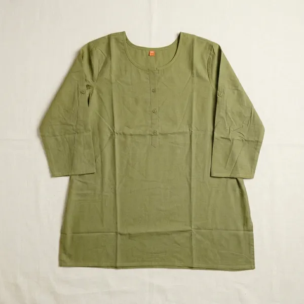 KIAE_Premium_Cotton-Linen_Short_Kurti_–_Light_Olive