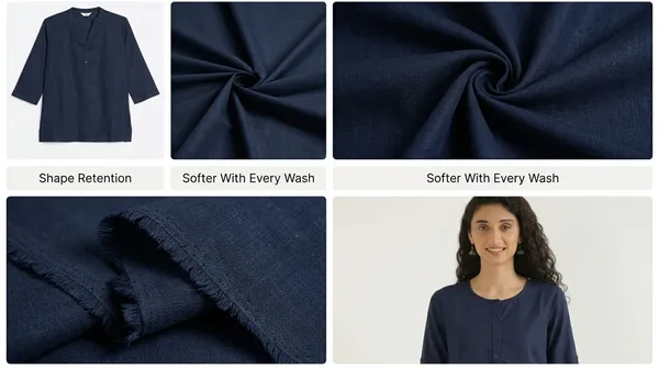 KIAE_Premium_Cotton-Linen_Short_Kurti_–_Navy_Blue