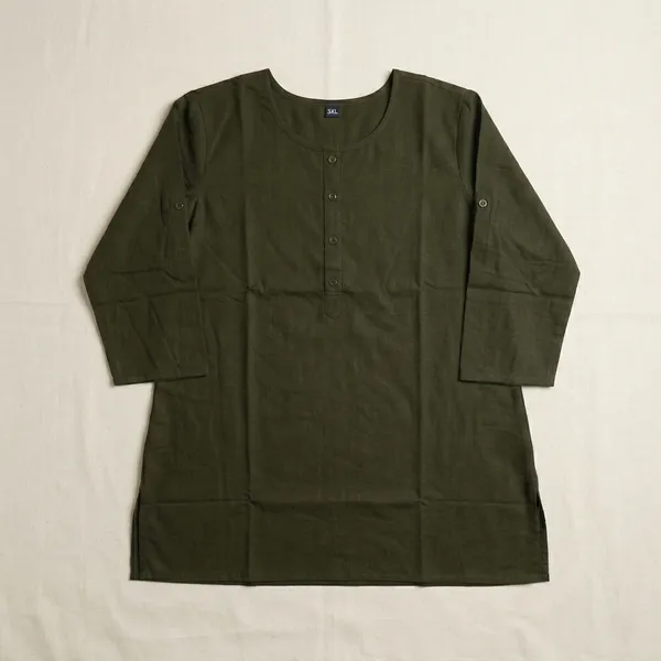 KIAE_Premium_Cotton-Linen_Short_Kurti_–_Olive_Green