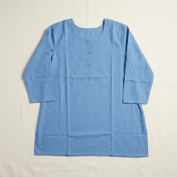KIAE_Premium_Cotton-Linen_Short_Kurti_–_Sky_Blue