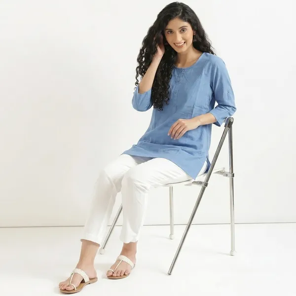 KIAE_Premium_Cotton-Linen_Short_Kurti_–_Sky_Blue