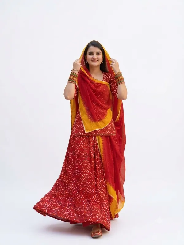 KIAE_Royal_Red_&_Yellow_Hand-Bandhej_Rajputi_Poshak_|_Authentic_Traditional_Ethnic_Wear