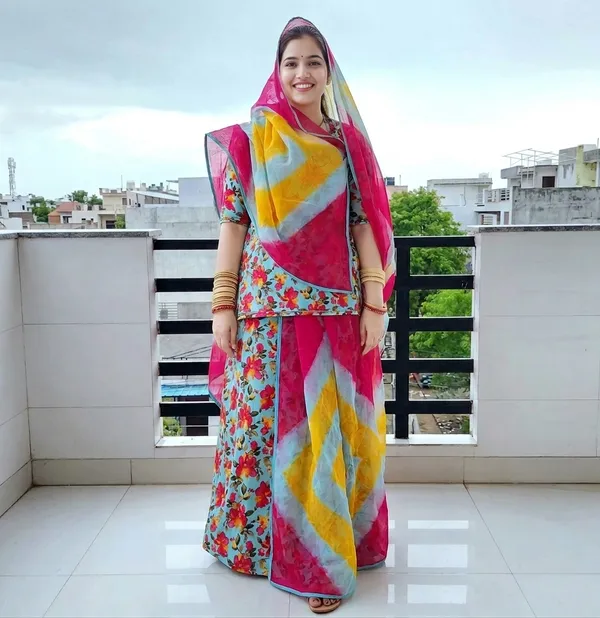KIAE_Women's_Floral_Printed_Cotton_Rajputi_Poshak_with_Multi-Color_Tie-Dye_Odhani_|_Traditional_Rajasthani_Ethnic_Wear_for_Festivals_&_Wedding