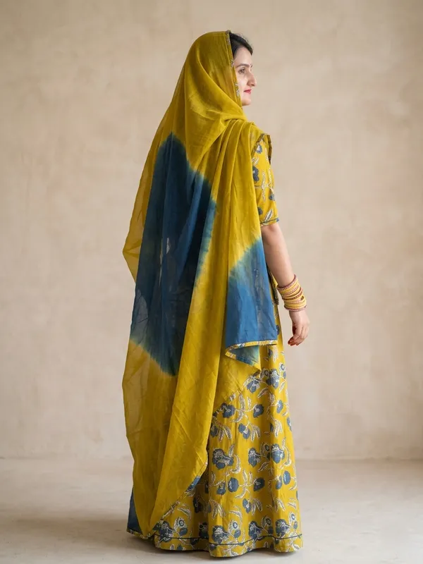KIAE_Women's_Mustard_&_Blue_Floral_Printed_Rajputi_Poshak_|_Traditional_Cotton_Ethnic_Suit_Set_with_Tie-Dye_Odhani