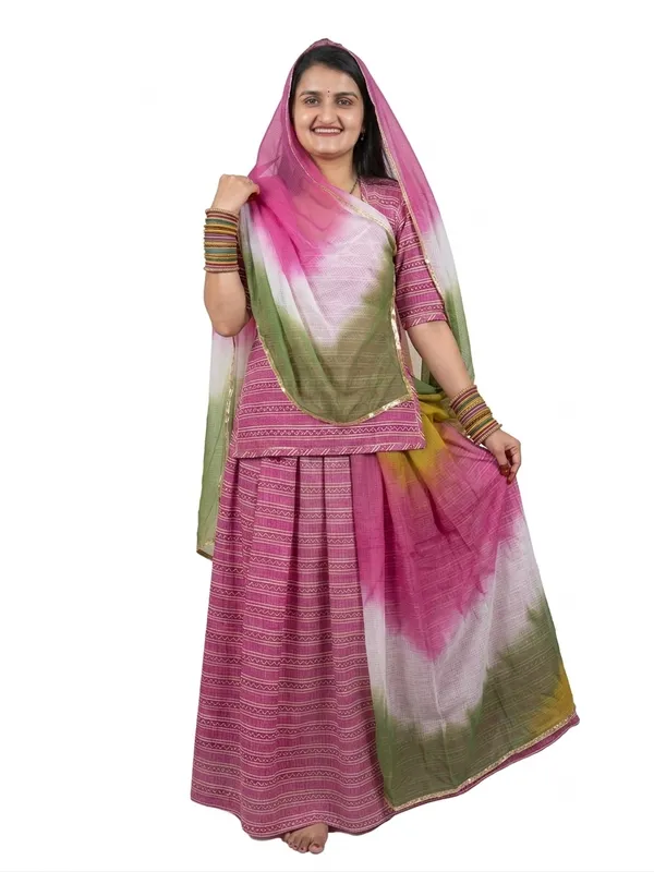 KIAE_Women's_Traditional_Rajasthani_Rajputi_Poshak_|_Glass_Silk_Striped_Dress_with_Multicolor_Kota_Doriya_Odhani_(Magenta_Pink)