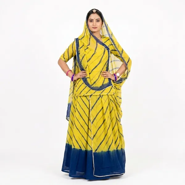 KIAE_Women's_Trendy_Dual-Tone_Lehriya_Rajputi_Poshak_|_Traditional_Rajasthani_Cotton_Ethnic_Suit_Set_with_Matching_Lehriya_Odhani