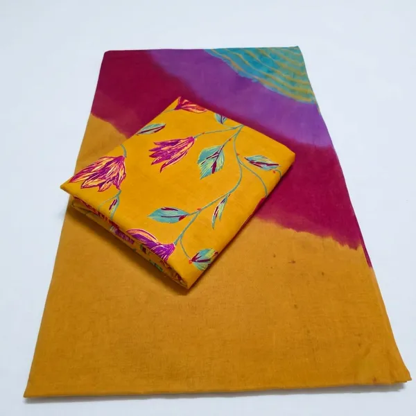 KIAE_Women's_Unstitched_Cotton_Printed_Rajasthani_Rajputi_Suit_Dress_Material_with_Multi-Color_Bandhej_Odhani_(Mustard_Yellow)