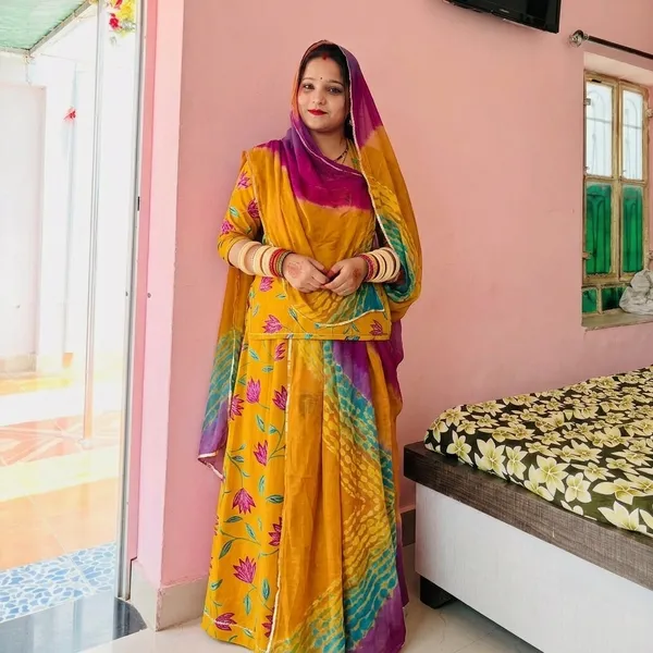 KIAE_Women's_Unstitched_Cotton_Printed_Rajasthani_Rajputi_Suit_Dress_Material_with_Multi-Color_Bandhej_Odhani_(Mustard_Yellow)