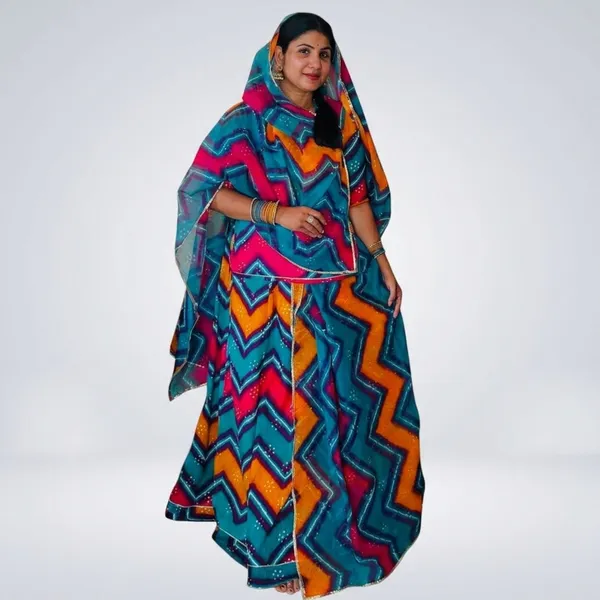 Multicolor_Cotton_Semi-Stitched_Rajputi_Poshak_For_Women