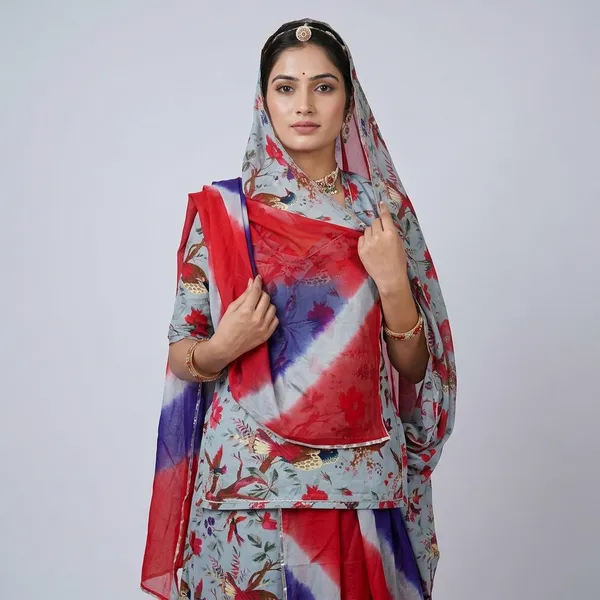 Light_Blue_Red_Cotton_Stitched_Rajputi_Poshak_For_Women