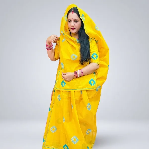 Yellow_Cotton_Gota_Patti_Rajputi_Poshak_Set_For_Women