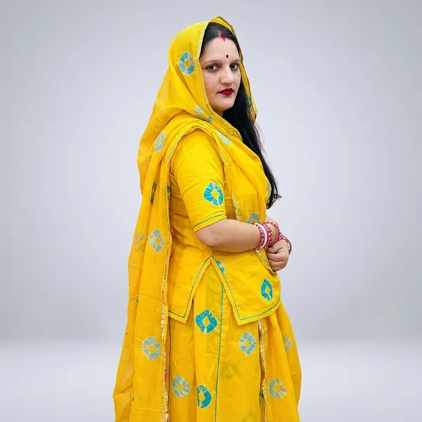 Yellow_Cotton_Gota_Patti_Rajputi_Poshak_Set_For_Women