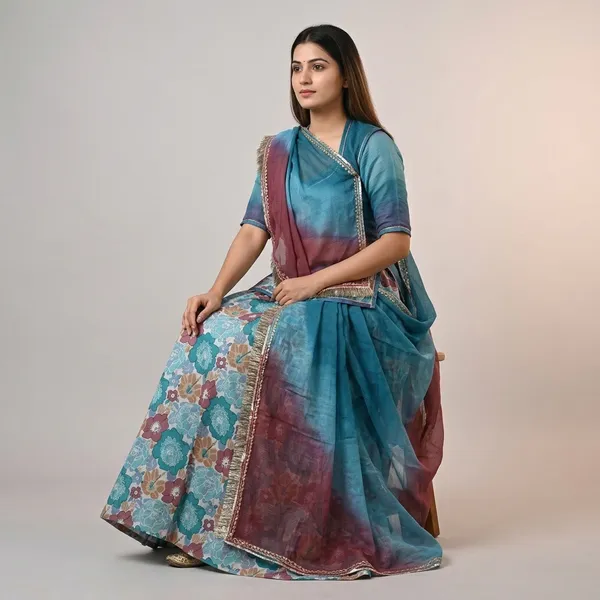 Multicolour_Cotton_Kota_Doriya_Rajputi_Poshak_Set_For_Women