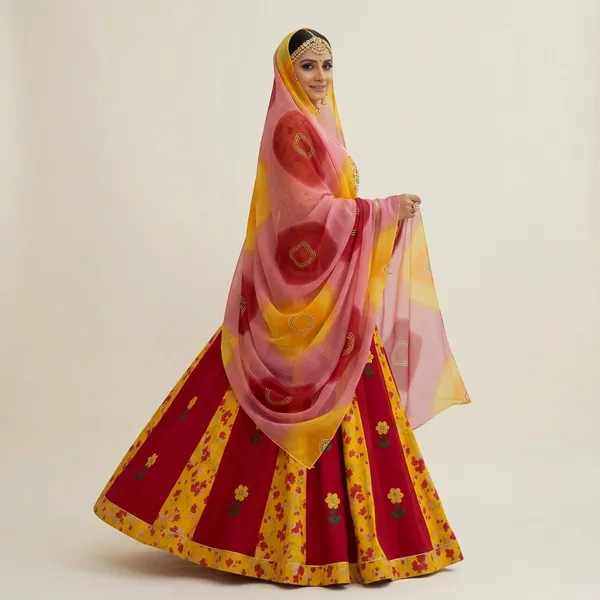 Yellow_Red_Cotton_Floral_Rajputi_Poshak_Fabric_Set_For_Women