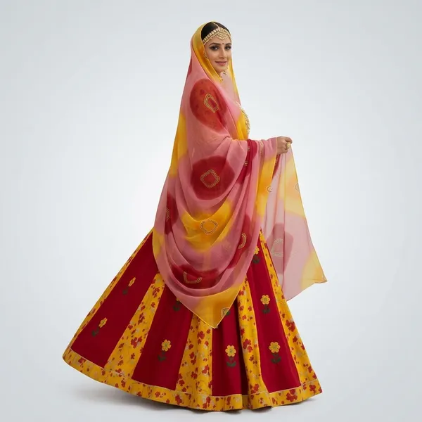 Yellow_Red_Cotton_Floral_Rajputi_Poshak_Fabric_Set_For_Women