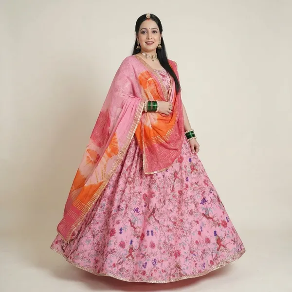 Pink_Cotton_Floral_Bird_Print_Unstitched_Rajputi_Suit_Material_For_Women
