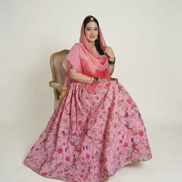 Pink_Cotton_Floral_Bird_Print_Unstitched_Rajputi_Suit_Material_For_Women