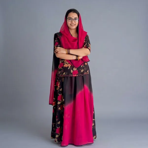 Red_Pure_Cotton_Unstitched_Rajputi_Poshak_Set_For_Women