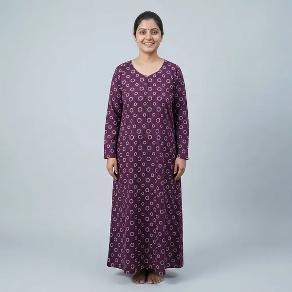 Purple_Pure_Cotton_Floral_Maxi_Nighty_For_Women