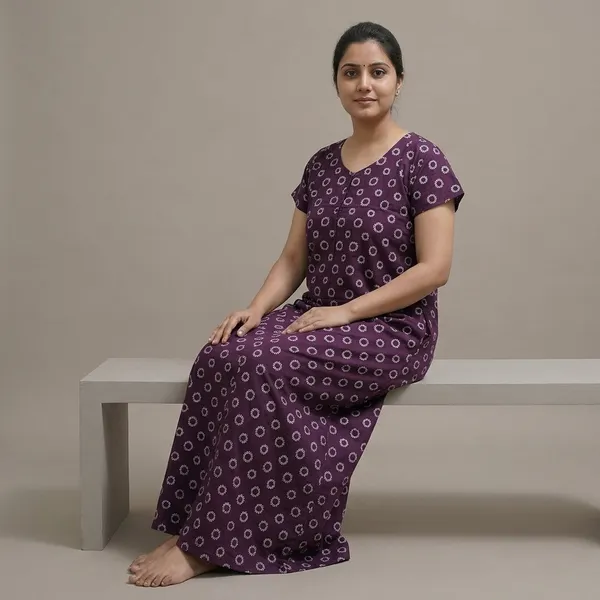 Purple_Pure_Cotton_Floral_Maxi_Nighty_For_Women